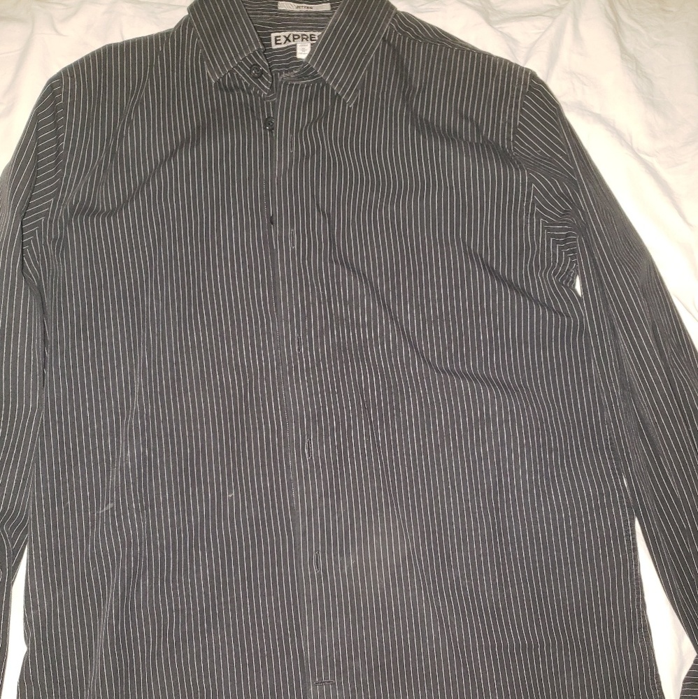 Black pinstripe button down shirt